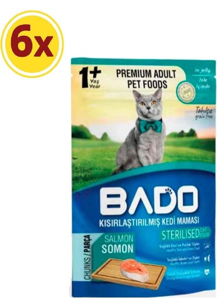 Kısırlaştırılmış Somonlu Kedi Yaş Maması 85 gr x 6 Paket