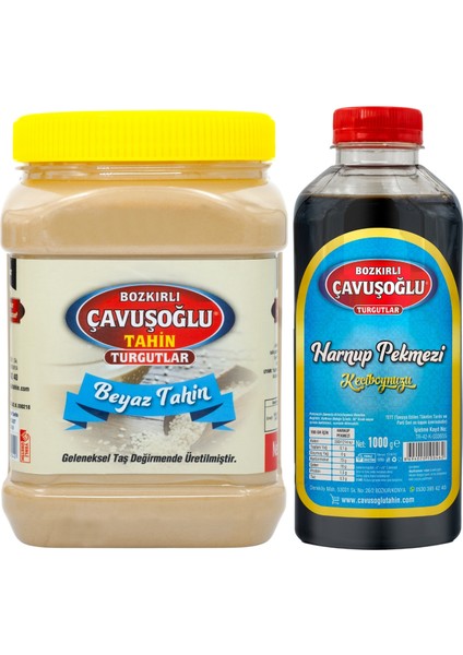 Beyaz Tek Kavrulmuş Kepeksiz Bozkır Tahini 930 gr + Keçiboynuzu (Harnup) Pekmezi 1 kg