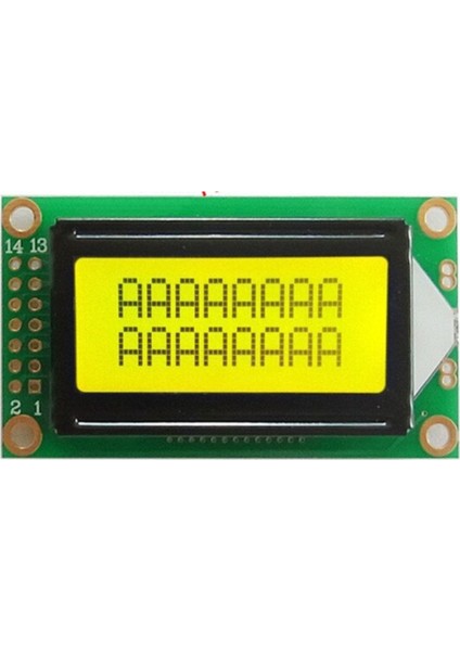 0802A 2x8 Yeşil Karakter LCD Modül Display Ekran 5V Siyah Yazı 8x2 8 x 2 LCD Menü Yazı
