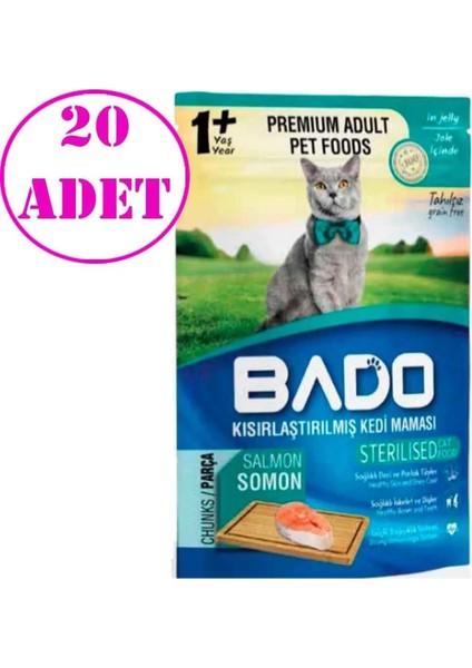 Kısırlaştırılmış Somonlu Kedi Yaş Maması 85 gr x 20 Paket