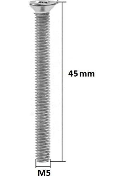 M5X45 mm Vida + Somun + Pul Vida Takım Set 50 Adet