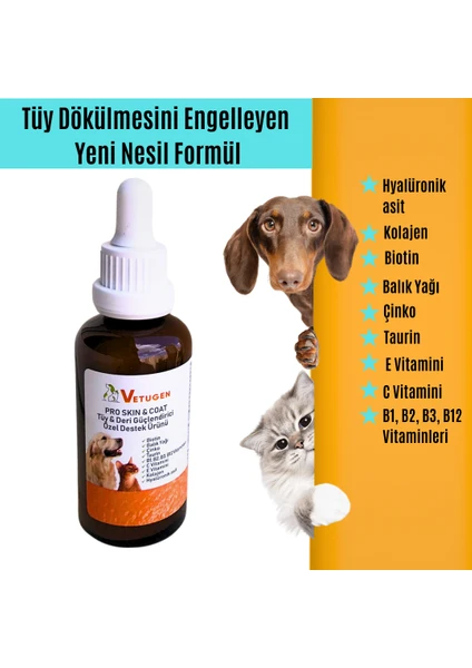 Kedi ve Köpekler İçin Multivitamin (Tüy Dökülmesini Engelleyen Tüy & Deri Güçlendirici Özel Destek Ürünü)