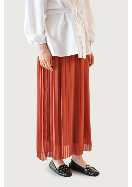 Luna Piliseli Kadın Etek - Kiremit fiyatları