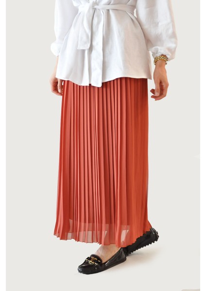 Luna Piliseli Kadın Etek - Kiremit modelleri