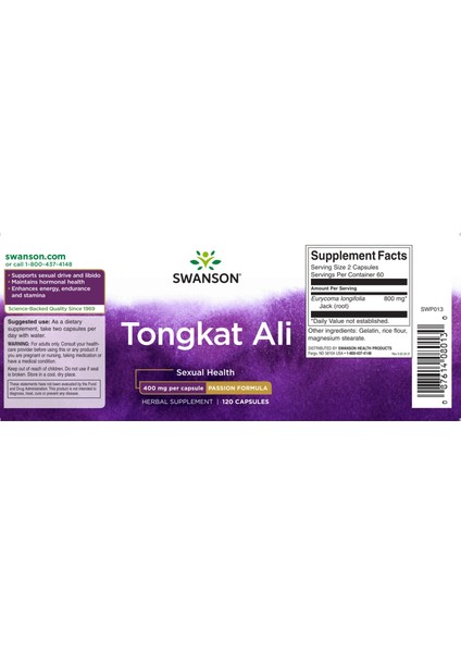 Tongkat Alı 800 Mg 120 Kapsül - Lot Check Kodlu