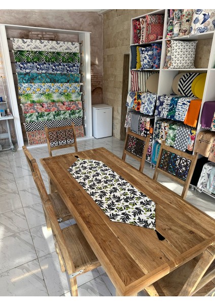 Zeytin Desenli Püsküllü Dekoratif Runner modelleri