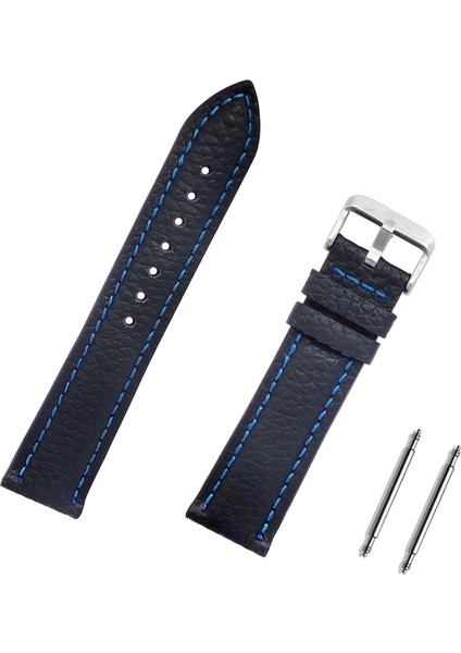 20MM Lacivert Floter Hakiki Deri Saat Kordonu Kayış