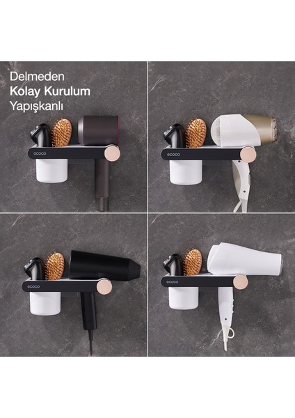 Ecoco Duvara Yapışkanlı Saç Kurutma Makinesi Tutacağı ve Banyo Düzenleyici fiyatları