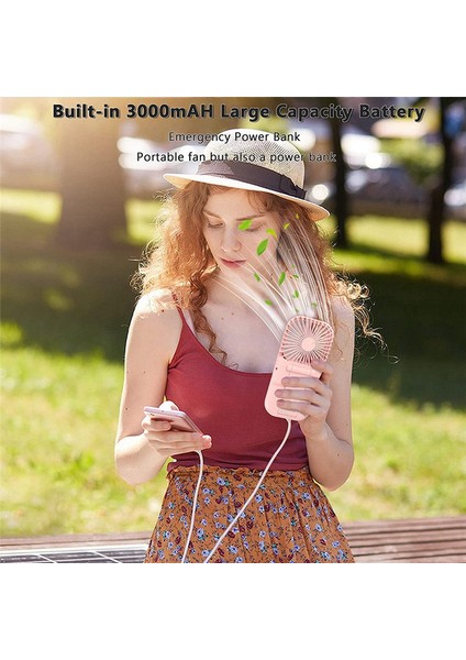Taşınabilir Fan, Küçük Mini Fan 5'i 1 Arada Güç Bankası Olarak, 4 Hızlı 3000MAH Pil (Yurt Dışından) fırsatları