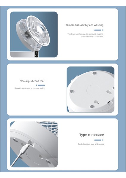 LED Işık Katlanır Elektrikli Duvara Monte Masaüstü Mavi ile Uzaktan Kumanda Kablosuz Sirkülasyonlu Hava Soğutma Fanı (Yurt Dışından)
