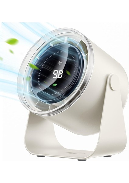 Pille Çalışan Masa Fanı, Ofis, Ev Için Taşınabilir Sessiz Ekran, 100 Hız 115° Eğimli Masa Beyaz (Yurt Dışından)