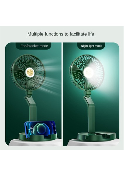 Masaüstü Lamba Fanı Katlanabilir Geri Çekilebilir Küçük Mini Taşınabilir Şarj USB Ev Düşük Gürültü Elektrikli 5200MAH-A (Yurt Dışından)