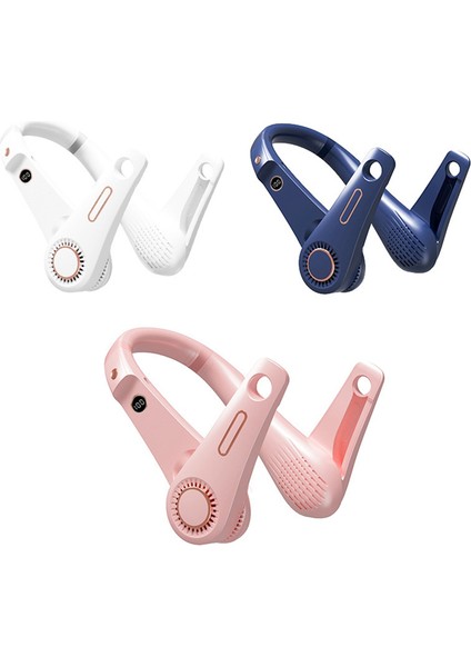 Taşınabilir 2400 Asılı Boyun Fanı Katlanabilir Yaz Hava Soğutma USB Şarj Edilebilir Bladeless Dilsiz Boyun Bandı Fanları Açık Mavi (Yurt Dışından)