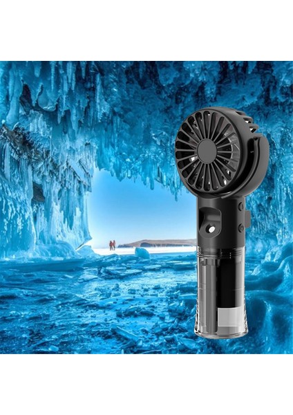 F4 El Misting Fan Nemlendirici Asılı Boyun Katlanır Mini Fan, Siyah (Yurt Dışından)