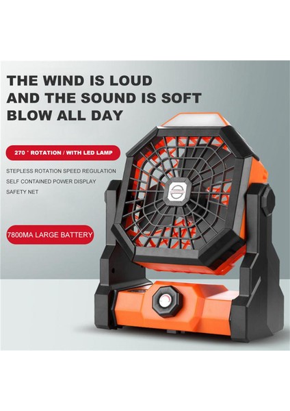 LED Işıklı Kamp Fanı, 7800MAH Taşınabilir Şarj Edilebilir Pille Çalışan Dış Mekan Çadır Gece Lambası Turuncu (Yurt Dışından) modelleri