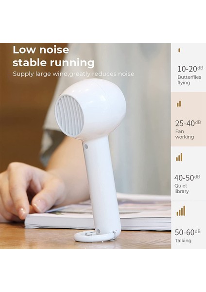 Küçük El Fanı, Taşınabilir USB Şarj Edilebilir Kişisel Fan, Pille Çalışan Mini Elektrikli Soğutma Fanı, 2 Hız Ayarlanabilir (Yurt Dışından)