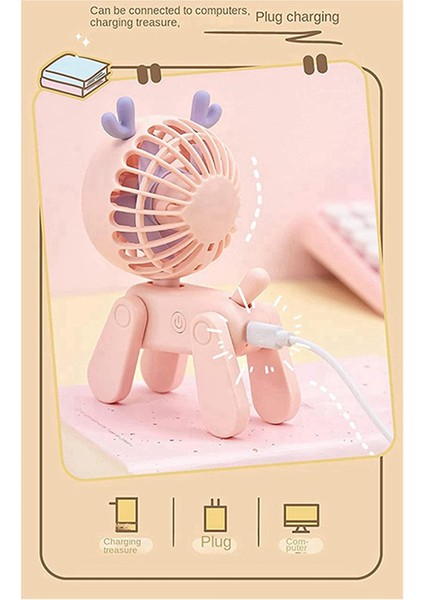 Küçük Fan Masası Kararlı Ayakta Masaüstü Mini Yetişkin Çocuk Açık Seyahat Kullanılabilir (Beyaz) (Yurt Dışından)