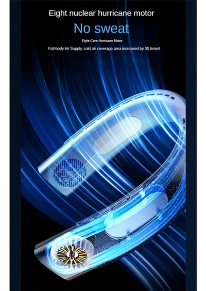 Boyun Fanı Elektrikli Kablosuz USB Şarj Edilebilir Mini Ventilador Soğutma Bladeless Dilsiz Boyun Bandı Fanı, Kraliyet Mavisi (Yurt Dışından)
