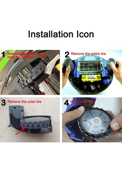 Запасные Части Пылесоса,irobot Roomba Tekerlekler Için 4 Adet Lastik 500 600 700 800 ve 900 Serisi Kaymaz, Mükemmel Yapışma ve Kolay Montaj (Yurt Dışından)