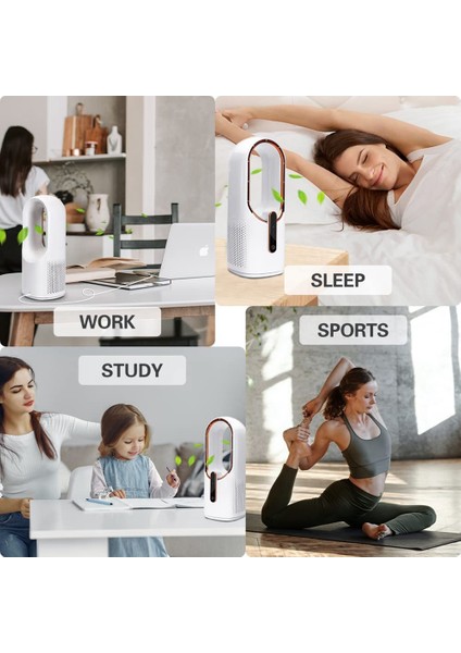 Masa Fanı, Bladeless Fan 11,8 Inç USB Masa, Dokunmatik Kontrollü 3 Soğutma Hızı, Yatak Odası Ofisi Için Kişisel (Yurt Dışından)