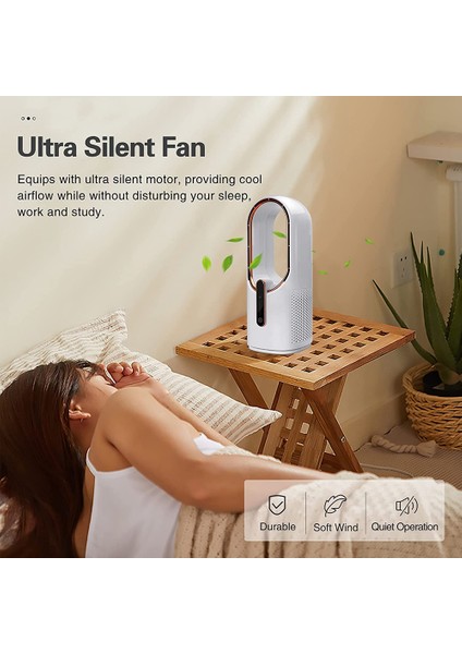Masa Fanı, Bladeless Fan 11,8 Inç USB Masa, Dokunmatik Kontrollü 3 Soğutma Hızı, Yatak Odası Ofisi Için Kişisel (Yurt Dışından)