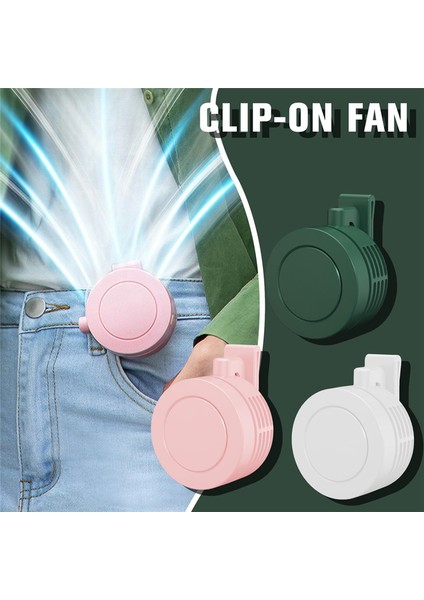 Asmak Kemer Mini Yaz Açık 3 Hızlı Fan USB Şarj Edilebilir Soğutma Bladeless Klipsli Ayarlanabilir Fan, C (Yurt Dışından)