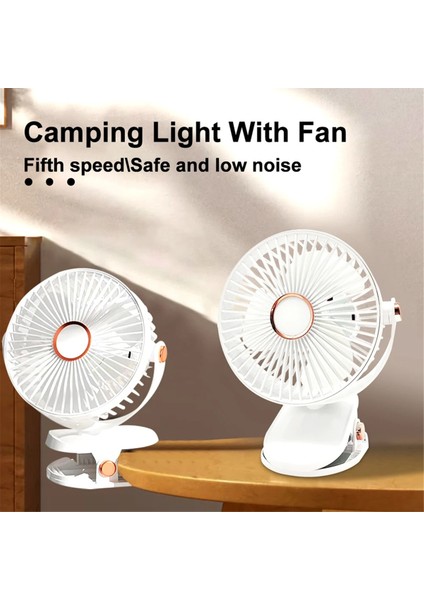 Taşınabilir LED Kamp Fanı Gece Lambası USB Şarj Edilebilir Masa Sessiz Yatak Odası Ofis Için Ayarlanabilir Dış Mekan, Mavi (Yurt Dışından)