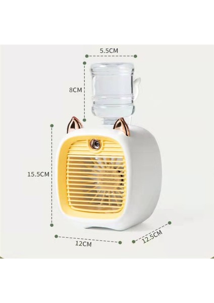 1200MAH Mini Klima Taşınabilir Masaüstü Fan Nemlendirici Arıtma 3 Hız 2 Modu USB Masa Araba Ev, C (Yurt Dışından)