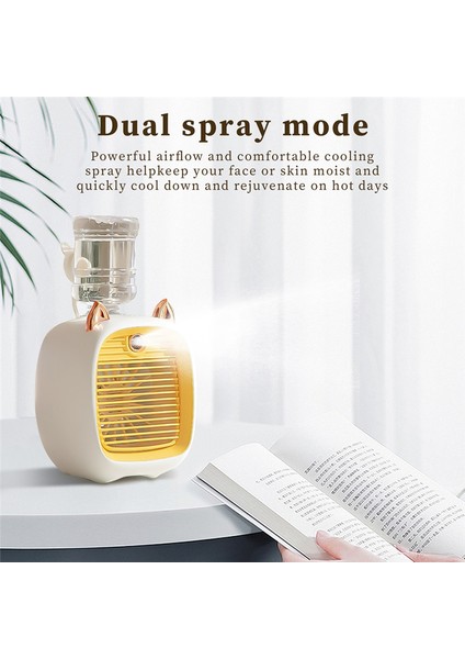 1200MAH Mini Klima Taşınabilir Masaüstü Fan Nemlendirici Arıtma 3 Hız 2 Modu USB Masa Araba Ev, C (Yurt Dışından)