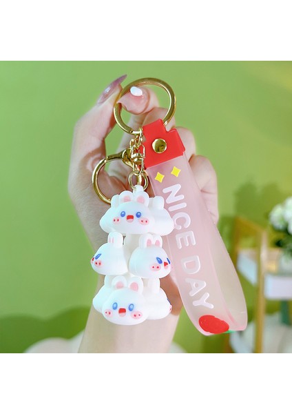 Beyaz Tavşan Çanta Anahtarlığı Dekorasyonu Küçük Hediye (Yurt Dışından)