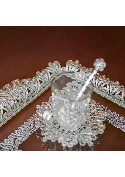 Zarafet Gümüş Kaplama 11,9 cm 6 Parça Trabzon El İşçiliği Telkari Kaşık Takımı 9-01110015