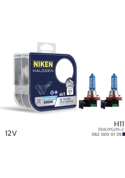 Nıken 12V H11 55W Beyaz Işık Ampul 5000K (2 Adet)