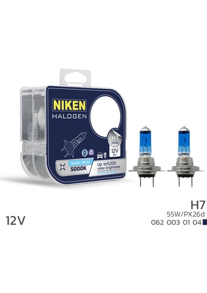 Nıken 12V H7 55W Beyaz Işık Ampul 5000K (2 Adet)