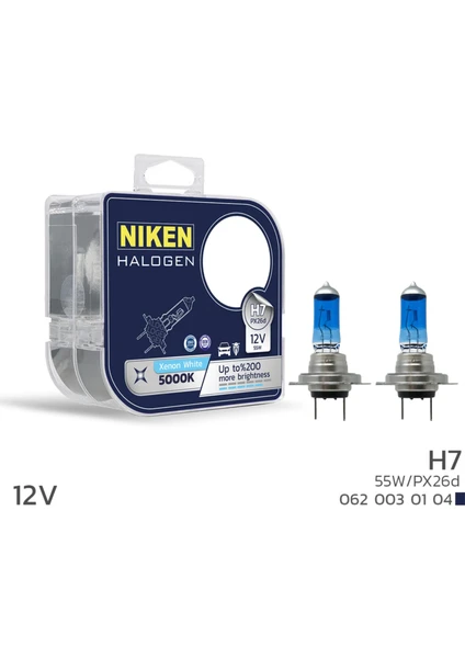 Nıken 12V H7 55W Beyaz Işık Ampul 5000K (2 Adet)