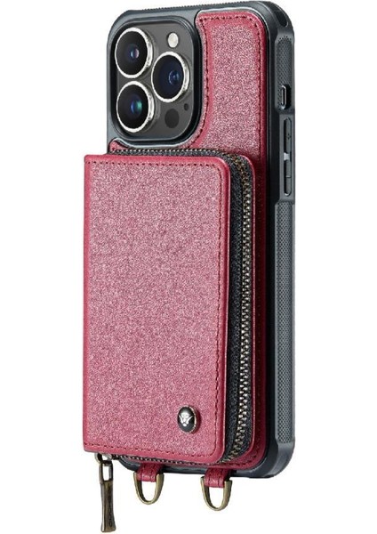 IPhone 14 Için Kılıf Pro Max Çift Kayış 360&DEG; Koruma Rfıd Engelleme Cüzdan (Yurt Dışından)