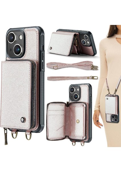 IPhone 14 Için Kılıf 360&DEG; Koruma Şık ve Fonksiyonel Çift Kayış Rfıd (Yurt Dışından)