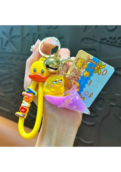 Küçük Sarı Ördek Dondurma Anahtarlık Araba Sırt Çantası Dekorasyonu (Yurt Dışından)