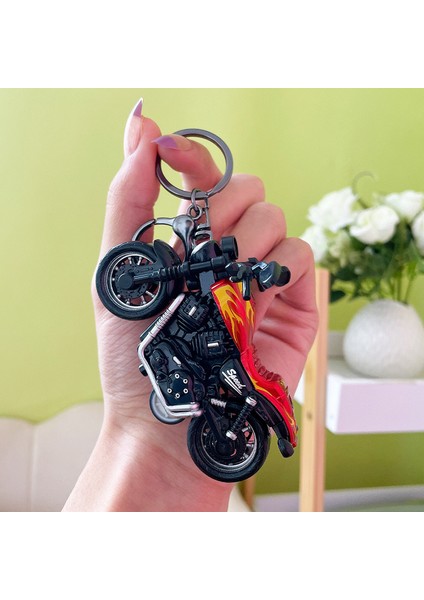 Yaratıcı Mini Harley Motosiklet Geri Çekilebilir Araba Çanta Anahtarlığı Dekorasyonu (Yurt Dışından)