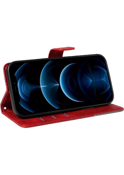 Elmas Dikiş Deri Telefon Kılıfı ile IPhone 13 Pro Max Için Flip Case (Yurt Dışından)
