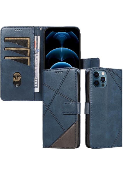 Elmas Dikiş Deri Telefon Kılıfı ile IPhone 13 Pro Max Için Flip Case (Yurt Dışından)