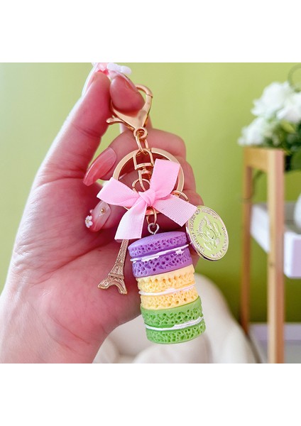 Yaratıcı Macaron Kek Araba Anahtarlık Bagaj Dekorasyonu (Yurt Dışından)