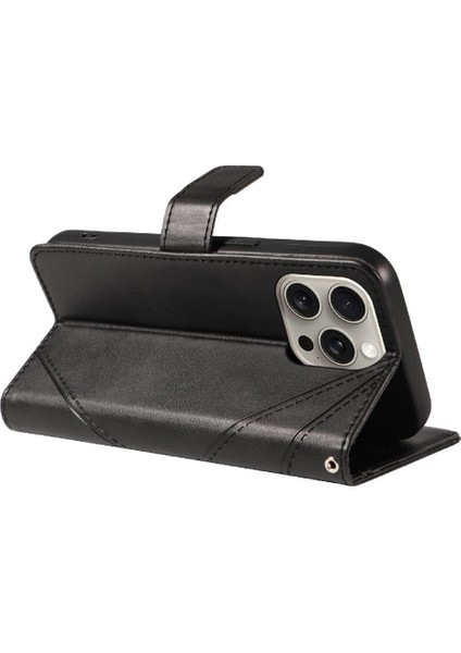 IPhone 15 Için Flip Case Pro Max Deri Telefon Koruma Kılıfı ve Kart (Yurt Dışından)