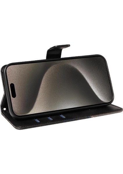IPhone 15 Için Flip Case Pro Max Deri Telefon Koruma Kılıfı ve Kart (Yurt Dışından)