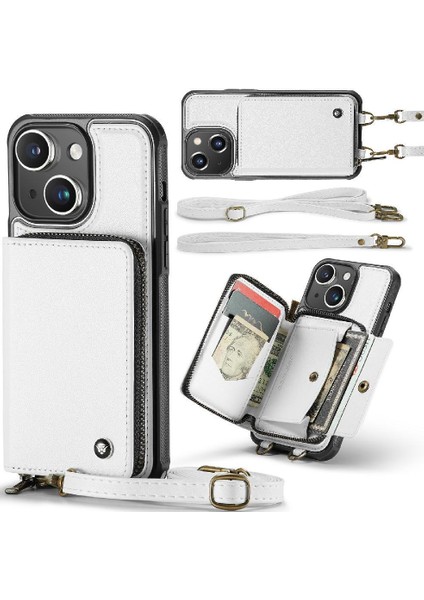 IPhone 15 Cüzdan Şık ve Fonksiyonel Çift Kayış Rfıd Engelleme Için Kılıf (Yurt Dışından)