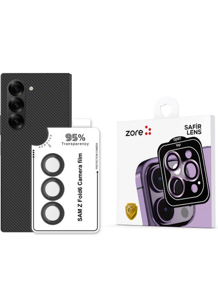 Galaxy Z Fold 6 Cl-11 Safir Parmak Izi Bırakmayan Anti-Reflective Kamera Lens Koruyucu-Siyah