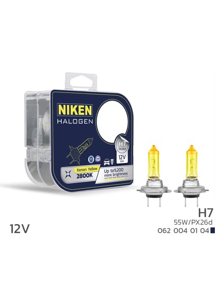 Nıken 12V H7 55W Sarı Işık Ampul PX26D 2800K 1 Takım 2 Adet Fiyatıdır.
