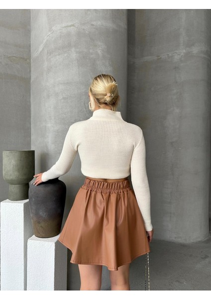 Suni Deri Mini Kloş Etek fiyatları