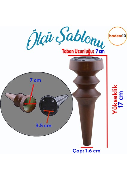 Oliva Mobilya Kanepe Koltuk Tv Ünitesi Baza Ayağı Zigon Orta Sehpası Ayak Ayakları Ahşap Desen 17 cm