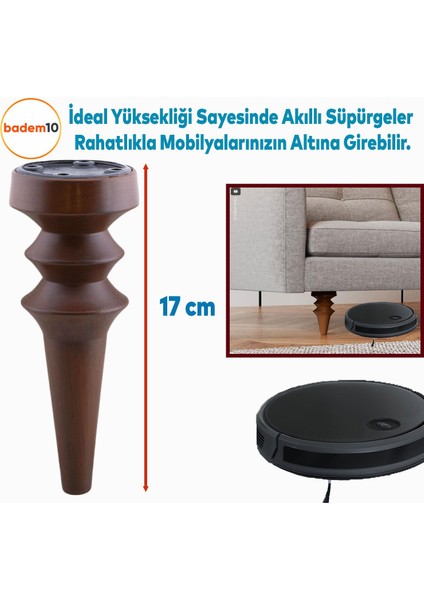 Oliva Mobilya Kanepe Koltuk Tv Ünitesi Baza Ayağı Zigon Orta Sehpası Ayak Ayakları Ahşap Desen 17 cm