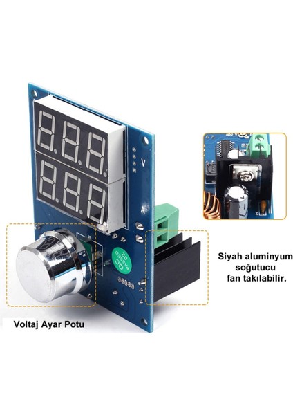 XL4016 Ayarlarnabilir Güç Kaynağı Voltaj Düşürücü Step-Down